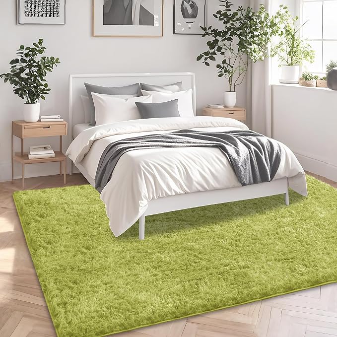 6x9 Green Grass Area Rugs for Living Room, Large Fluffy Shag Rug for Bedroom - Image 3