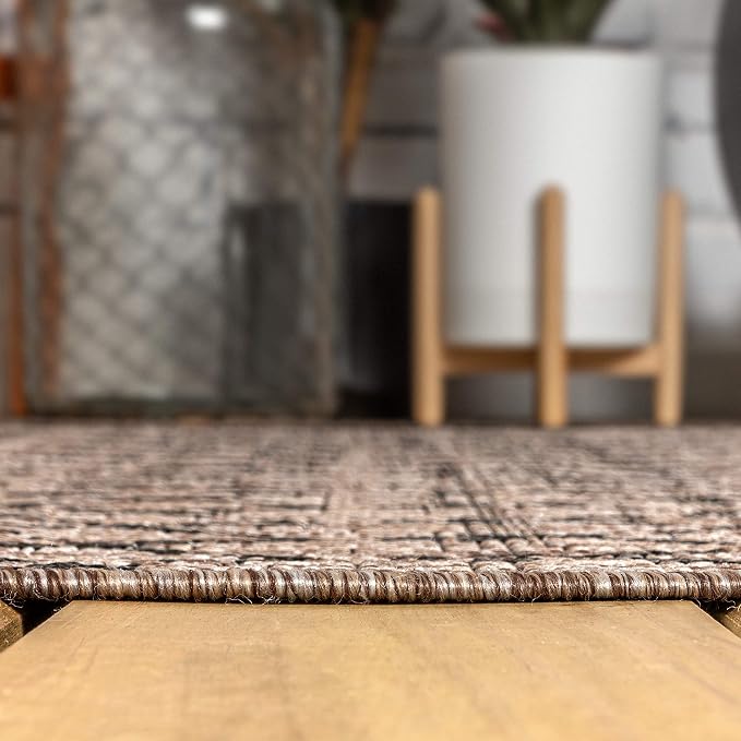 JONATHAN Y Moroccan Geometric Indoor Outdoor Square Area Rug 8X8 Natural/Black - Image 7