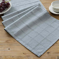 Linen Checked Farmhouse Table Runner, 13x72 Inches Chambray | Raised Grid Design by ZEEMARTONLINE