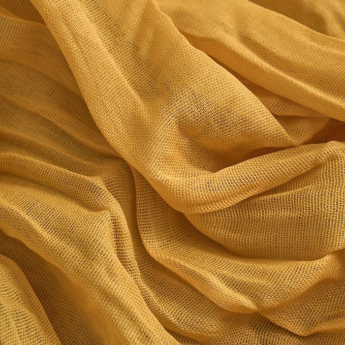 Asee'm 12pcs Gold Yellow Cheesecloth Table Runner Summer 10FT Rustic Gauze | - Image 5