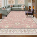 Washable 8x10 Blush Pink Rug for Bedroom Girls Dorm, Floral Retro Living Room by HazoHaus
