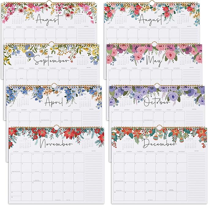 2025-2026 Calendar, Jokotha Wall Calendar 2025, Calendar Runs From Aug 2025 - Dec 2026, 15" x 12", Twin-Wire Binding, Hanging Hook, Floral Design
