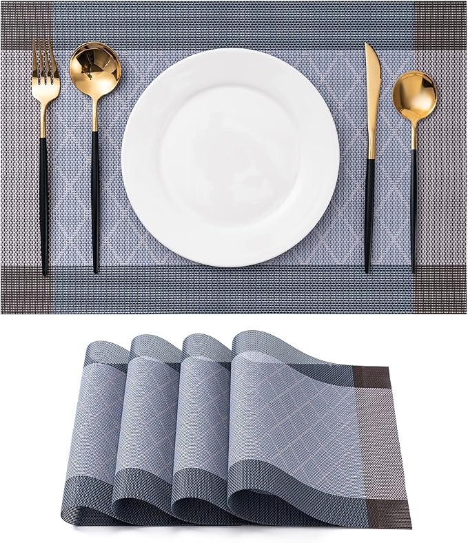 Placemats Set of 4 Washable Indoor | Outdoor Vinyl Place Mats by CADONO