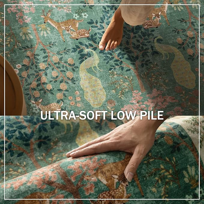 Washable Area Rugs for Living Room: 8x10 Bedroom Rug Vintage Area Rug Stain - Image 5