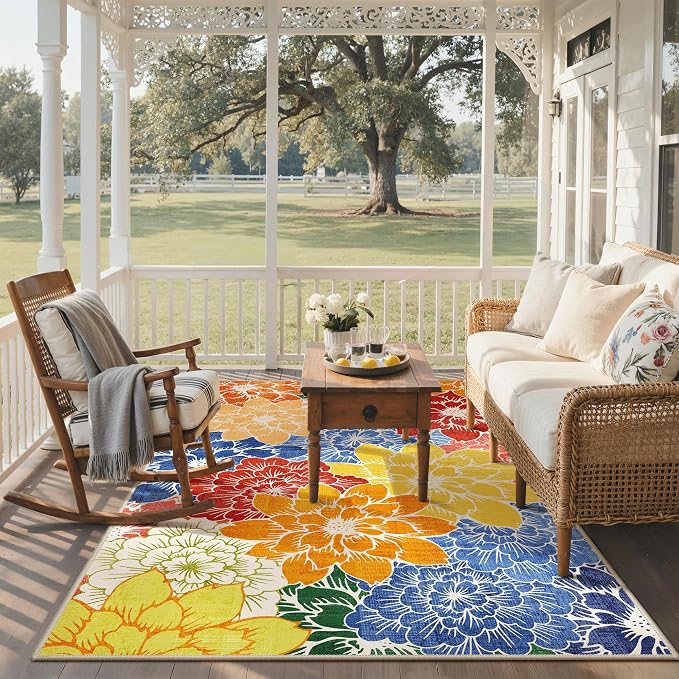 GENIMO Indoor Outdoor Area Rug 8'x10', Machine Washable Rugs - Image 7
