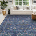 Hazo Haus Vintage Dark Blue Living Room Rug, 7x10 Washable Large Area Rugs by HazoHaus