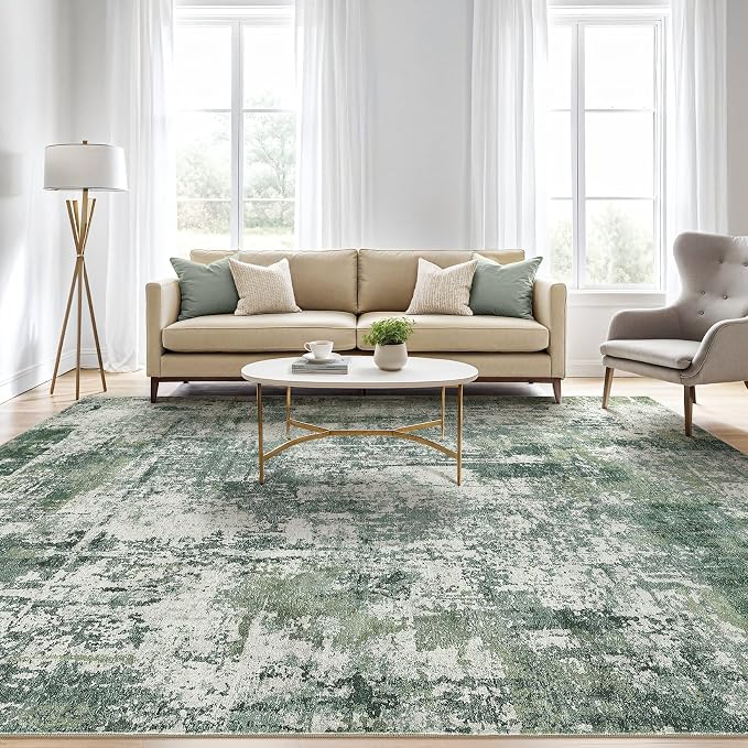 7x10 Area Rug Living Room: Washable Large Abstract Soft Stain Resistant Indoor - Image 5