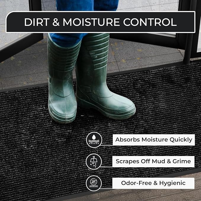 Commercial Door Mat 4'x16' Black, Heavy Duty Industrial Floor Mat - Image 4