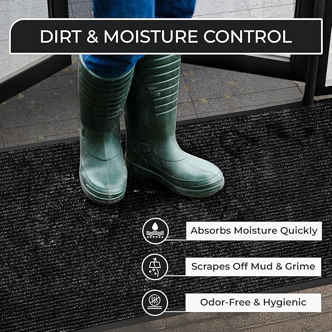 Commercial Door Mat 4'x8' Black, Heavy Duty Industrial Floor Mat - Image 4