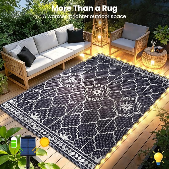 6x9Ft Outdoor Rug, Solar Powered Outdoor Rug - Image 3