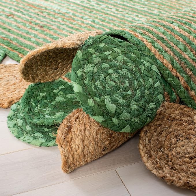 SAFAVIEH Cape Cod Collection 2' 3" x 8' Green / Natural CAP201Y Handmade Boho - Image 7