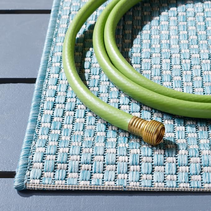SAFAVIEH Courtyard Collection 2'3" x 10' Aqua/Grey CY8521 Indoor/ Outdoor - Image 4