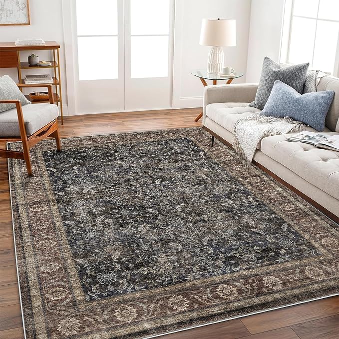 CHAMPLANT Washable Area Rug 4'x6' Vintage Traditional Floor Cover Foldable Thin by CHAMPLANT