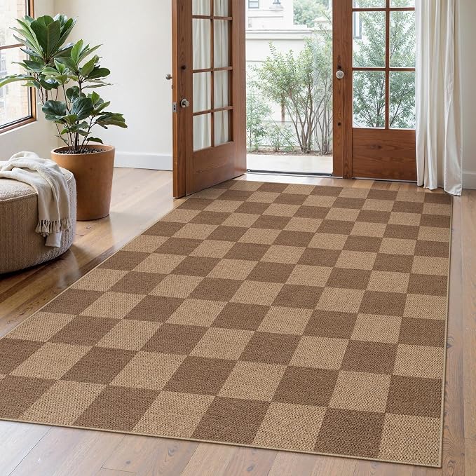 Lahome Colette Checkered Easy Jute Living Room Rugs, 5x7 Large Dining Room - Image 8