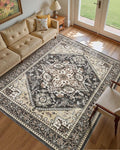 8x10 Vintage Area Rug: Washable Neutral Soft Non Slip Thin Large Floor Carpet by MICGEEK