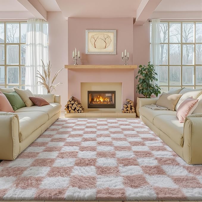 PureCozy Checkered Rug 9x12 for Living Room by PureCozy