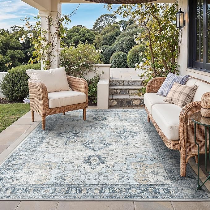 GENIMO Outdoor & Indoor Area Rug 4'x6', Waterproof, Non-Shedding, Easy Cleaning by GENIMO