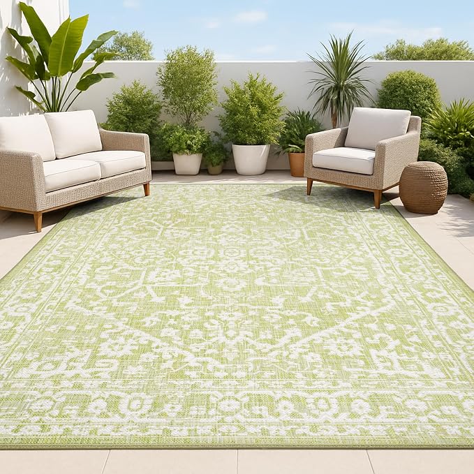 JONATHAN Y Boho Medallion Indoor Outdoor Area Rug 3X5 Green/Cream, Malta by JONATHANY