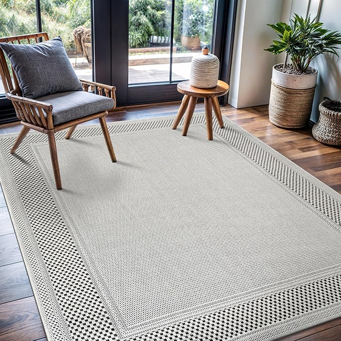 CAMILSON Easy Jute Rug 4x6, Indoor Outdoor Off-White Color Fiber Area Rugs - Image 8
