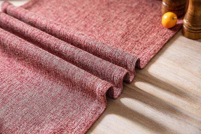 Burlap Style Farmhouse Table Runner, 14x48 Inches Red | Thick Durable Fabric - Image 6