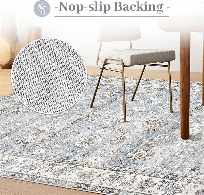 XLUEZ Area Rug 5x7 Living Room Rug, Machine Washable Vintage Distressed Boho - Image 7