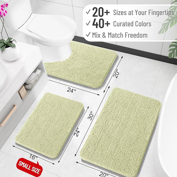 OLANLY Bathroom Rugs 35x24, Extra Soft Absorbent Chenille Bath Rugs, Rubber - Image 2