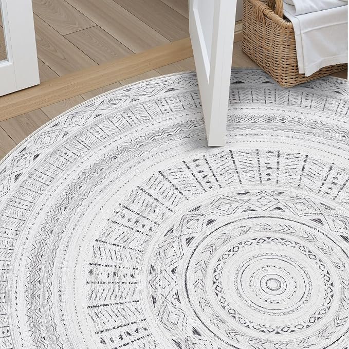 cotiled 6x6 Round Area Rugs Living Room Rug: Washable Boho Rugs - Image 6
