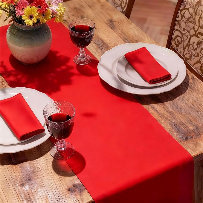 MEANMOY Red Table Runner 72 Inches Long Waterproof Washable Table Runners | - Image 6