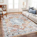 CHAMPLANT Area Rug 6x9 Washable Rug Tangerine Vintage Traditional Floor Cover by CHAMPLANT