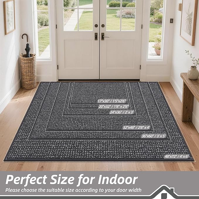 BEQHAUSE Dirt Trapper Door Mat 17" x 30", Non-Slip Doormats Washable Entryway - Image 2