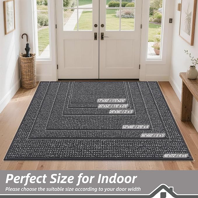 BEQHAUSE Dirt Trapper Door Mat 20" x 32", Non-Slip Washable Doormats Entrance - Image 2