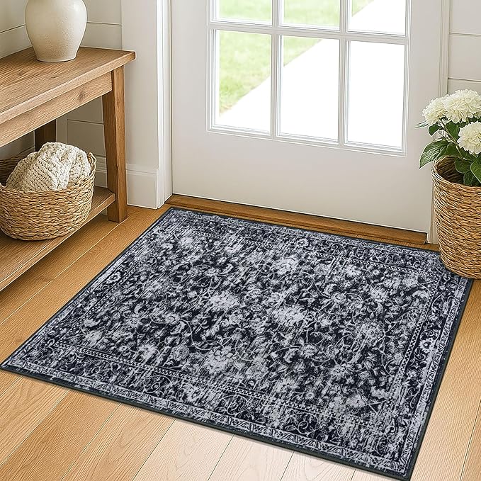 KILOCOCO Small Area Rug 2x3 Entryway Rugs Printed Vintage Moroccan Floral by Kilococo