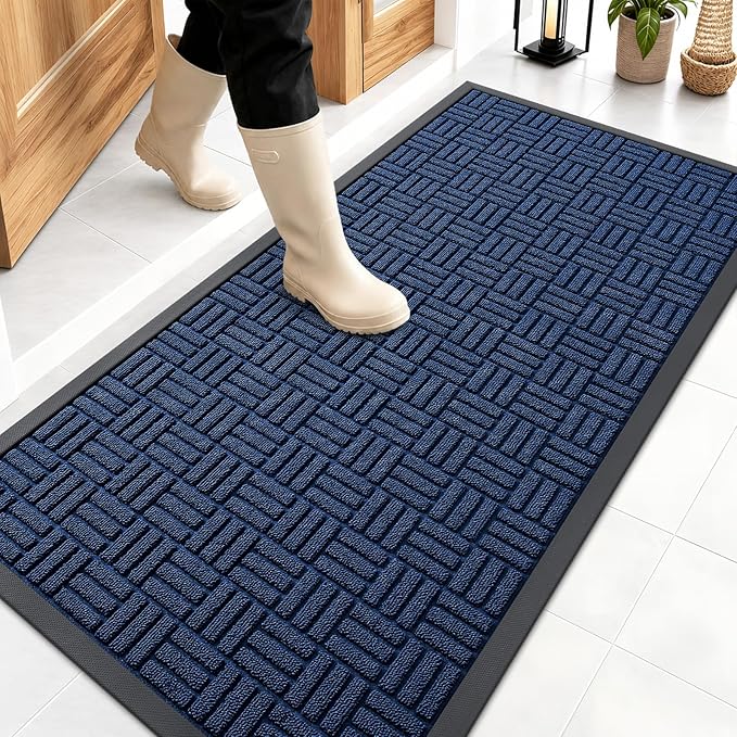 OLANLY Front Door Mat Outside Entrance 47x23, Heavy Duty Sturdy Natural Rubber by OLANLY