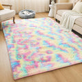 Litanika 5x8 Shag Area Rug for Living Room Bedroom, Tie-Dyed Rainbow High Pile by Litanika