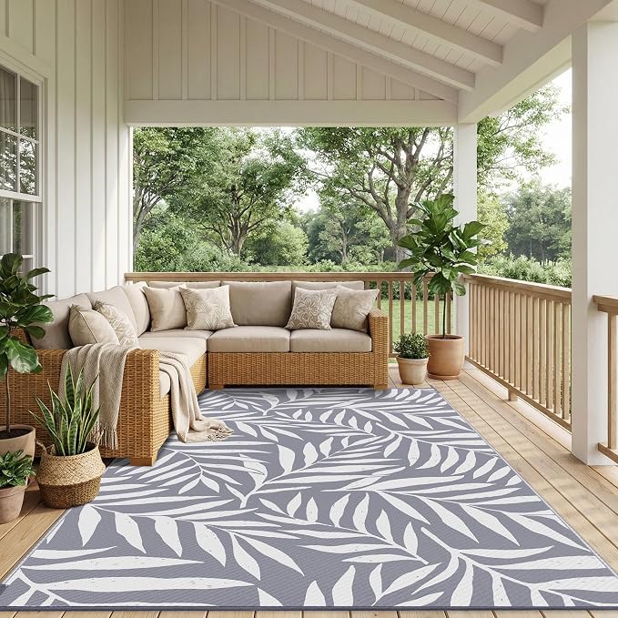Smiry Outdoor Rug 8x10 ft, Waterproof Reversible Plastic Straw Rugs, Outdoor - Image 6