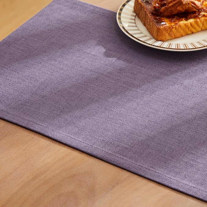 Rustic Cotton Linen Table Runner, 13x60 Inches Purple | Farmhouse Style Linen - Image 6