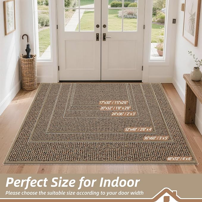 BEQHAUSE Dirt Trapper Door Mat 17" x 30", Non-Slip Doormats Washable Entryway - Image 2