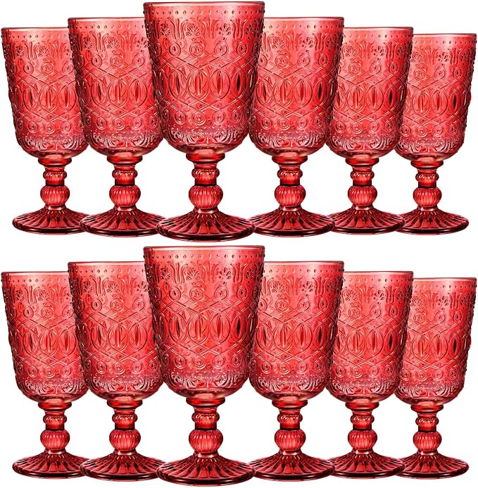 Eaasty Wine Glasses Set of 12 Vintage Goblet 9 oz Vintage Colored Glass Goblet by Eaasty
