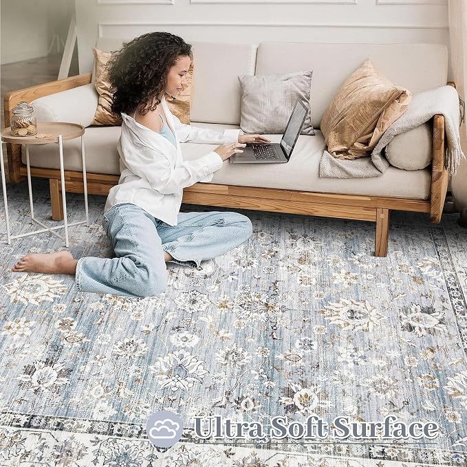 XLUEZ Area Rug 8x10 Living Room Rug, Machine Washable Vintage Distressed Boho - Image 4