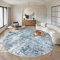 Soalmost 9x9 Blue/Grey Round Rug 9ft Living Room Circle Rug Vintage Round Area by Soalmost