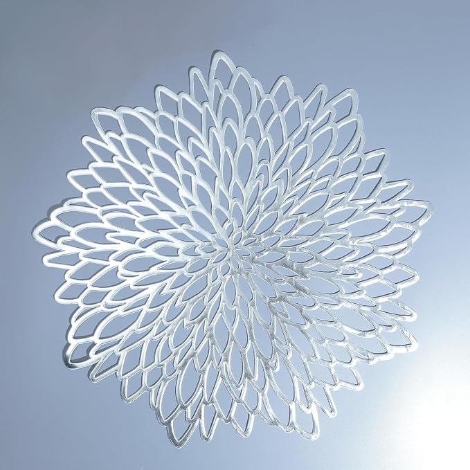Snowkingdom 6 Pack Silver Placemats Metallic Glitter Pressed Vinyl Dinning by Snowkingdom