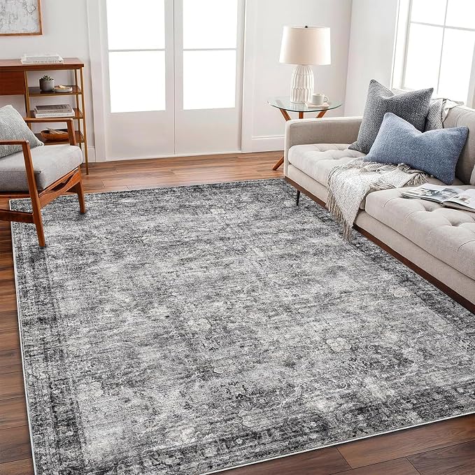 CHAMPLANT Area Rug 6'x9' Washable Vintage Traditional Floor Cover Thin Retro by CHAMPLANT