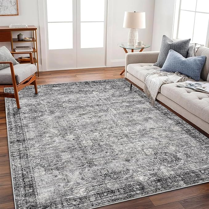 CHAMPLANT Washable Area Rug 9'x12' Retro Boho Design Non-Shedding Easy Care - Image 2