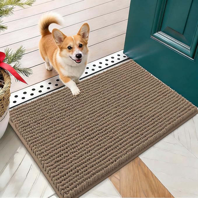 OLANLY Dog Door Mat for Muddy Paws 24x16, Ultra Absorbent Chenille Mud Doormat by OLANLY