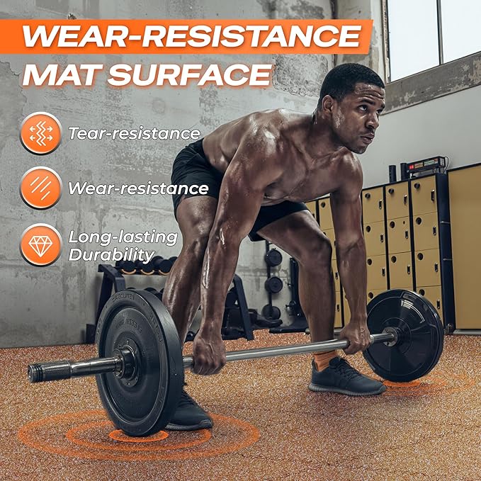 SUPERJARE 0.56'' Thick 12 Pcs 48 Sq Ft Rubber Top Exercise Equipment Mats - Image 6