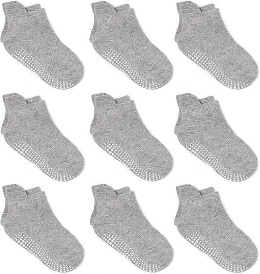 Zaples Baby Non Slip Grip Ankle Socks with Non Skid Soles for Infants Toddlers Kids Boys Girls