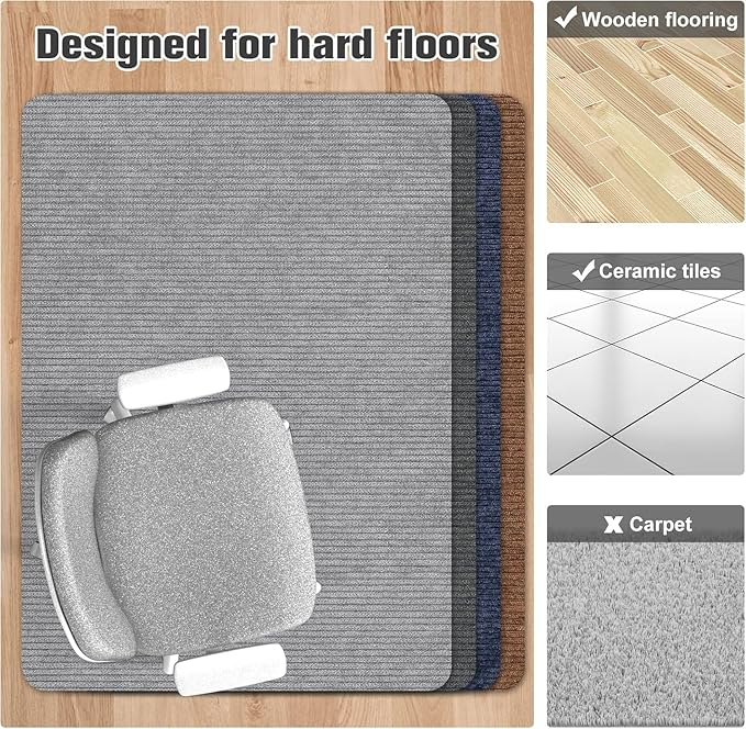 Placoot Desk Chair Mat for Hardwood Floor Corduroy Surface 1/6" Thick 55"x35" - Image 4