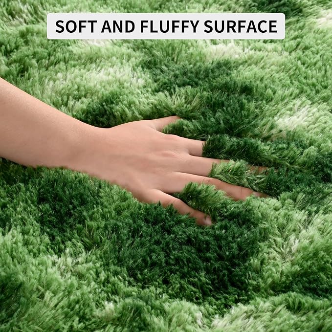 Tepook Fluffy Dark Green Rugs for Living Room Bedroom, 4x6 Soft Area Rug - Image 7