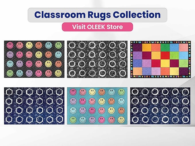 OLEEK Large Classroom Rug Elementary 5x7 - Classroom Rugs for Kids Room - Classroom Carpet Elementary - Kids playroom Rug 5 x 7 - Preschool Rugs for Classroom - Schoolgirl Style Classroom Decor