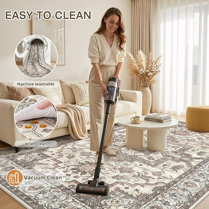 10x14 Area Rugs Living Room: Washable Vintage Rug Large Non-Slip Stain - Image 5